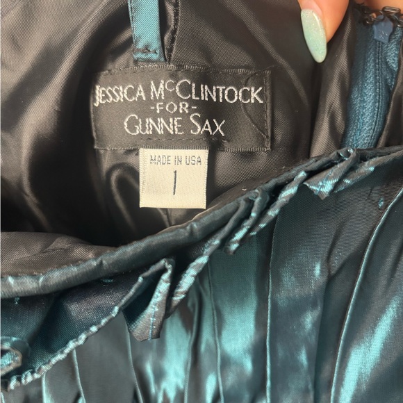 Vintage Jessica McClintock for Gunne Sax emerald green formal dressss - Picture 4 of 5